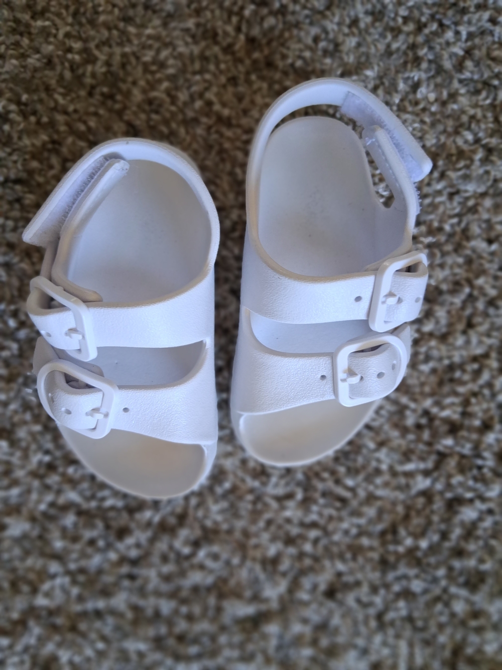 Kids White Double-Buckle Sandals